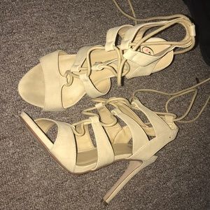Nude Lace Up Heel